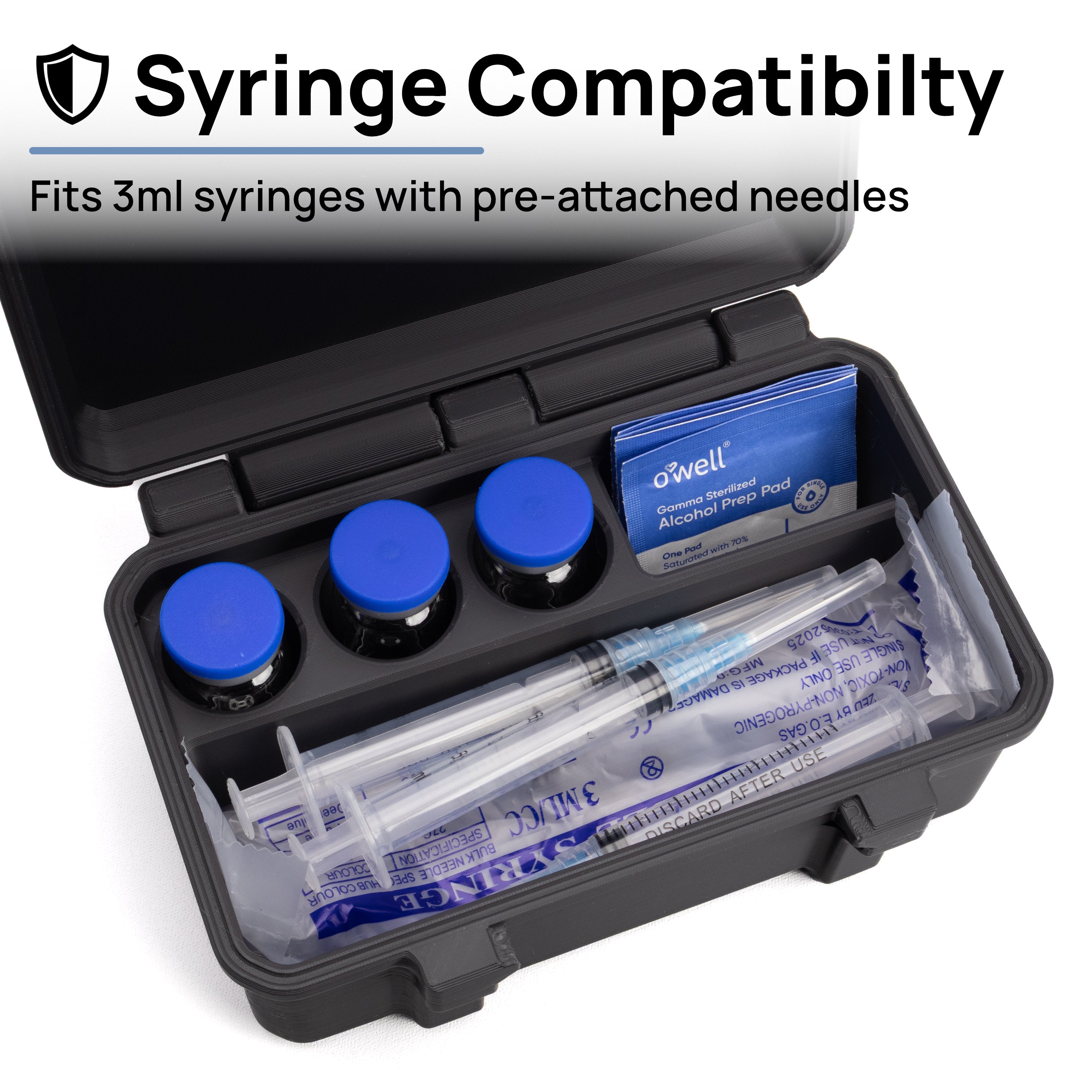 10ml Three Vial Case | Plus Room for Syringes and Alcohol Wipes