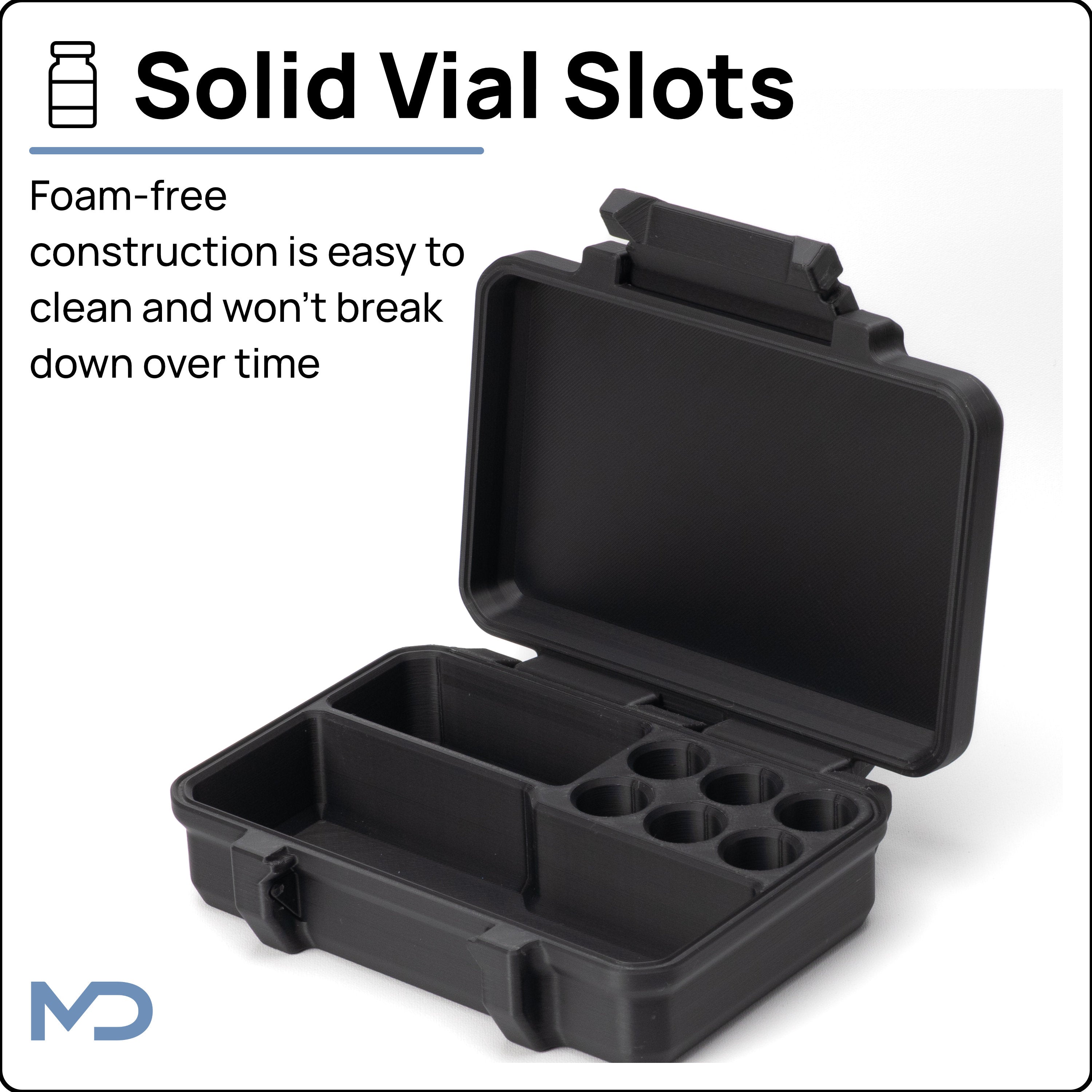 3ml Six Vial Peptide Travel Case | Plus 30ml Bacteriostatic Water and Syringe Compartments