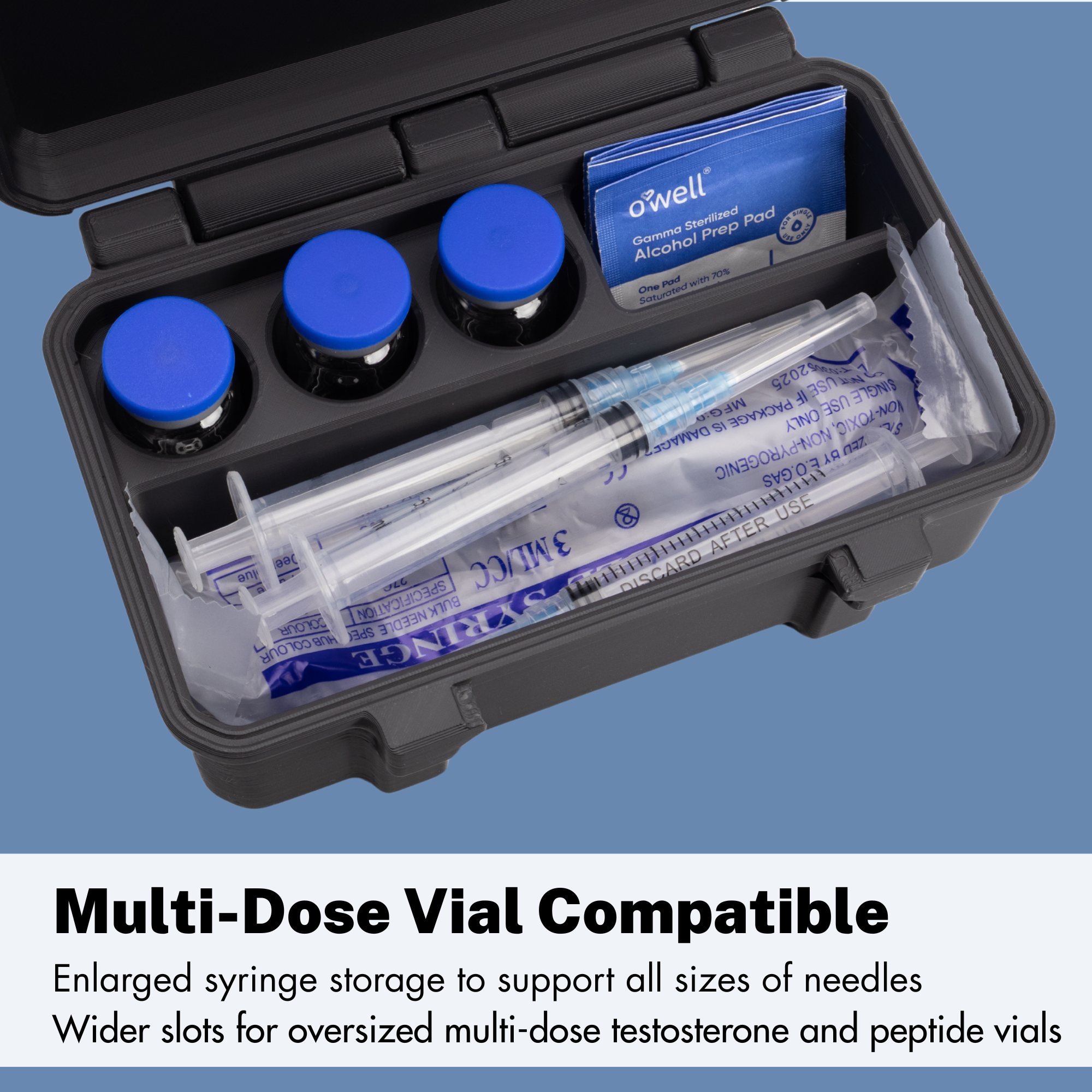10ml Three Vial Case | Plus Room for Syringes and Alcohol Wipes