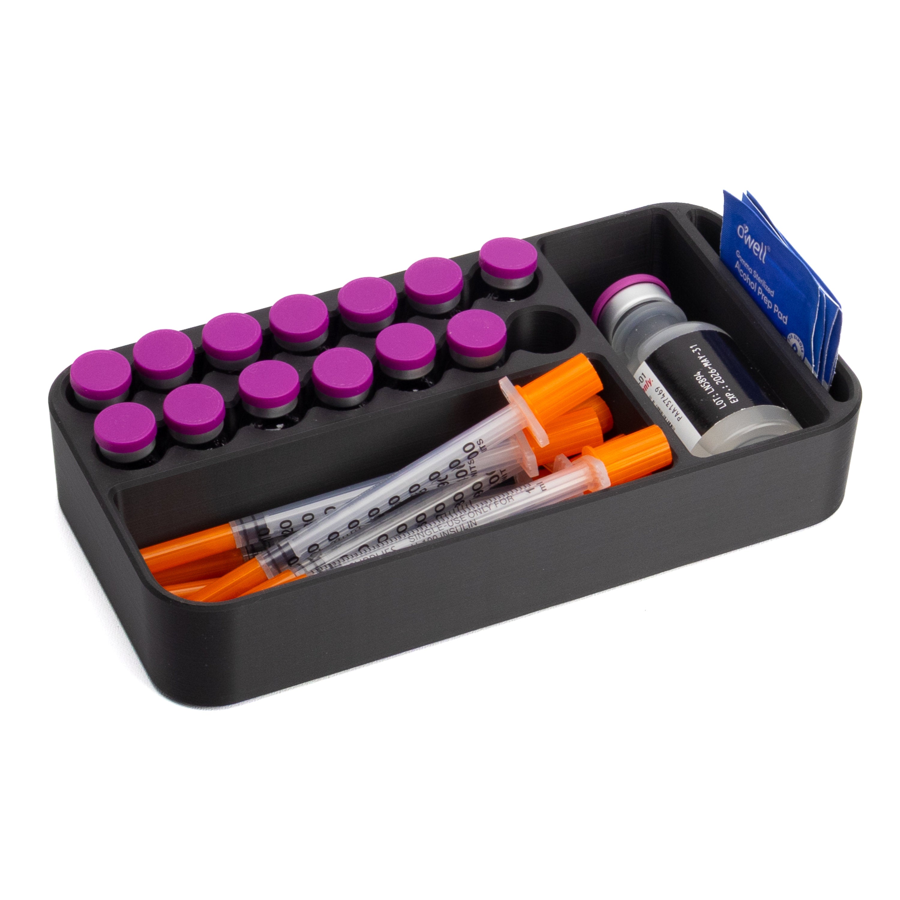 Peptide Organizer Insert for Yeti GoBox 1 – Holds 3ml Vials, Syringes & Hospira Bac Water – Foam-Free, Freezer Safe, Made in USA