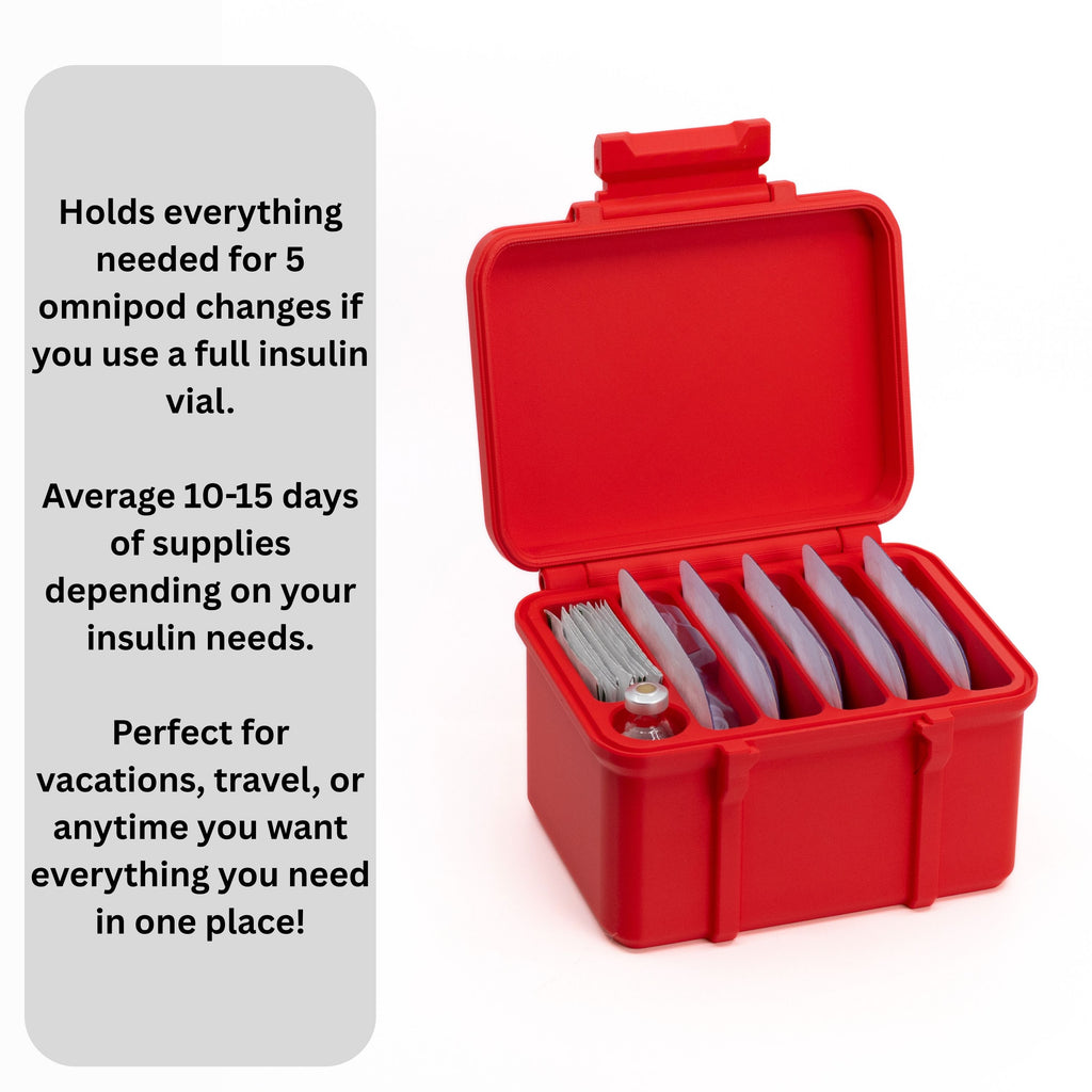 XL 5 Pod Omnipod and Insulin Vial Travel Case