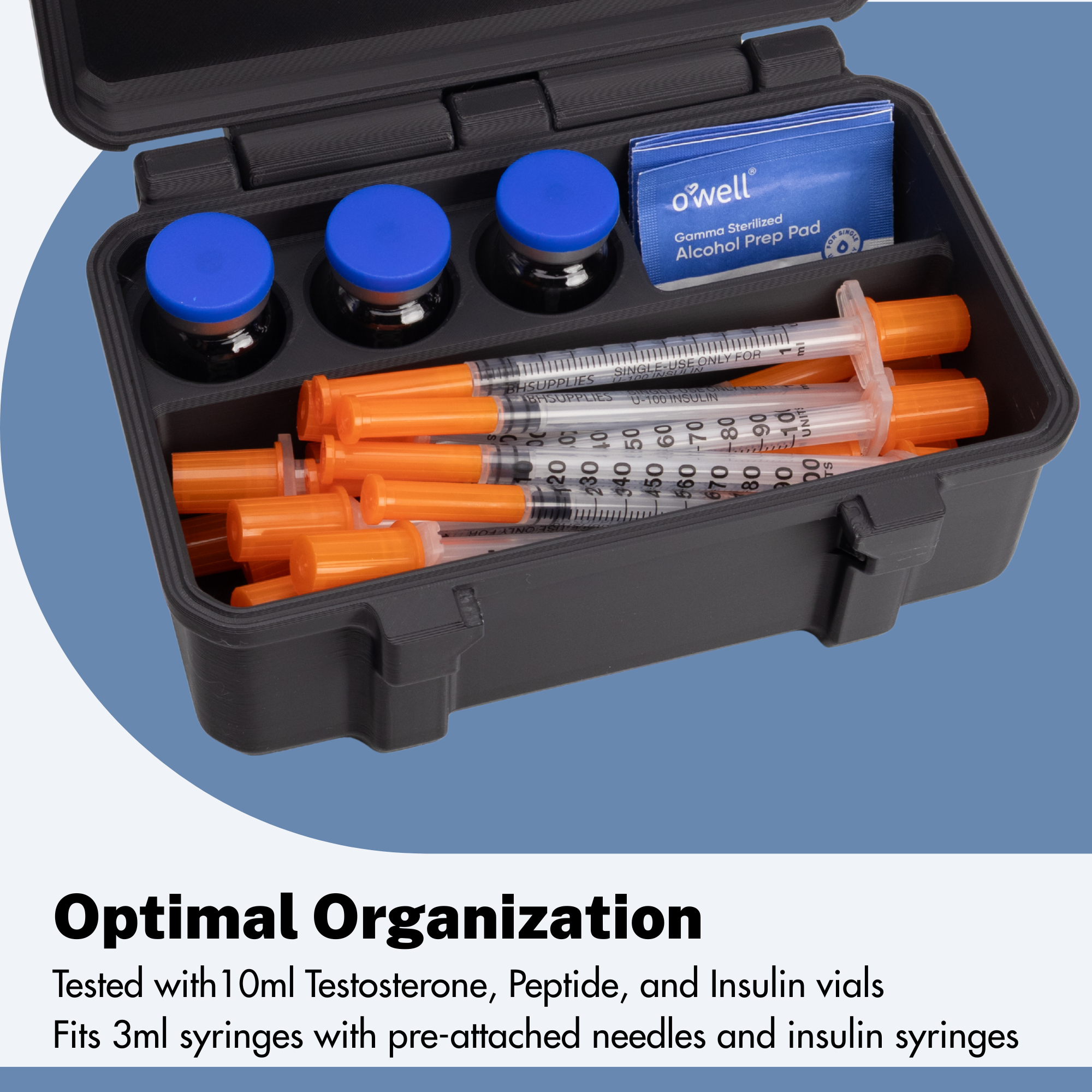10ml Three Vial Case | Plus Room for Syringes and Alcohol Wipes