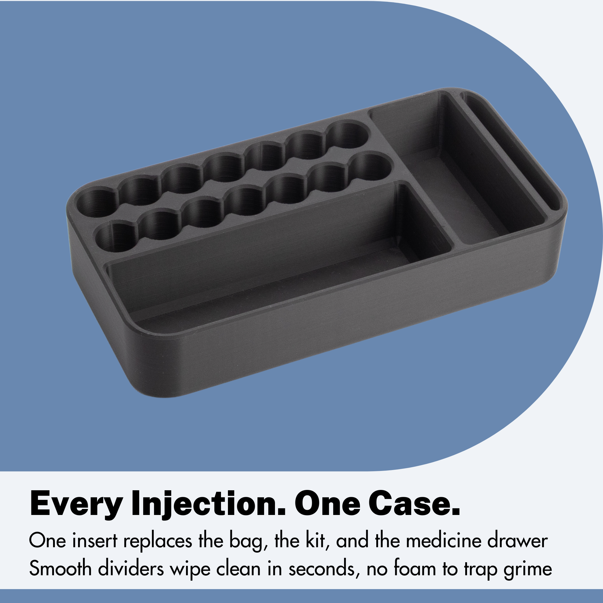 Peptide Organizer Insert for Yeti GoBox 1 – Holds 3ml Vials, Syringes & Reconstitution Bottle – Foam-Free, Freezer Safe, Made in USA